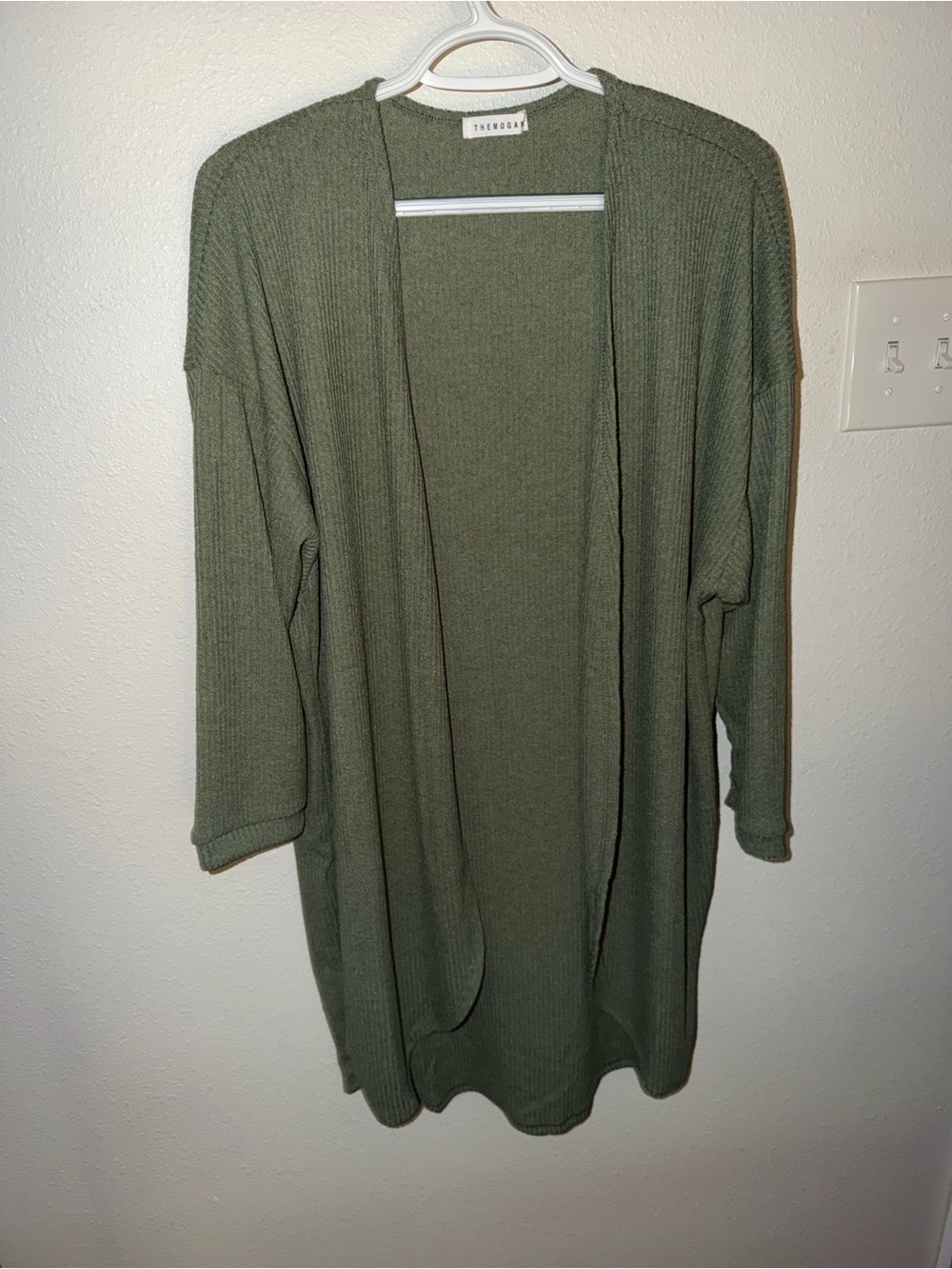 Themogan Brand Olive Open Front Women's Cardigan Sweater NWOT